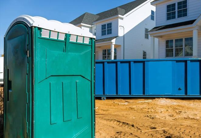 ensuring hygiene on a construction site with strategically placed porta potties